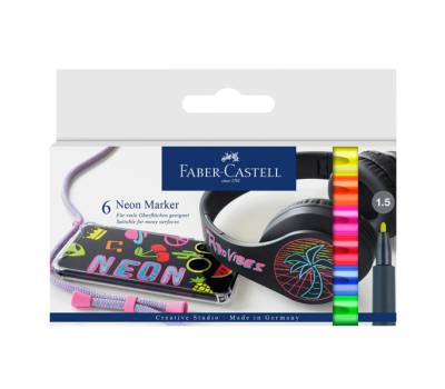Marcatori - punta 1,5 mm - colori assortiti neon - conf. 6 pezzi - Faber Castell - 160806 - 4005401608066 - DMwebShop