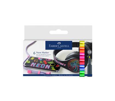 Marcatori - punta 1,5 mm - colori assortiti neon - conf. 6 pezzi - Faber Castell - 160806 - 4005401608066 - DMwebShop