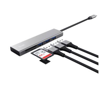 Hub USB-C veloce e lettore di schede - 3 porte - argento - Trust - 24191 - 8713439241914 - DMwebShop