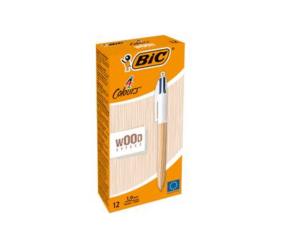 Penna sfera a scatto 4 colori Wood - 1 mm - conf. 12 pezzi - Bic - 508964 - 3086123704213 - DMwebShop