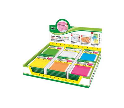Blocchetto notes adesivo - 75 x 75 mm - colori traslucidi assortiti - Box 72 blocchetti - Lebez - 81701OD - 8007509121405 - DMwebShop