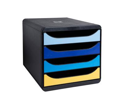 Cassettiera Big Box Bee Blue - 4 cassetti A4 - nero-multicolore - Exacompta - 3104202D - 9002490310424 - DMwebShop