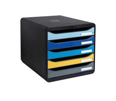 Cassettiera Big Box Plus Bee Blue - 5 cassetti A4 - nero-multicolore - Exacompta - 3094202D - 9002494309424 - DMwebShop