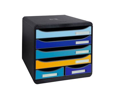 Cassettiera Big Box Maxi Bee Blue - 6 cassetti A4 - nero-multicolore - Exacompta - 3124202D - 9002494312424 - DMwebShop