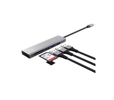 Hub USB C veloce e lettore di schede 3 porte argento - 28764