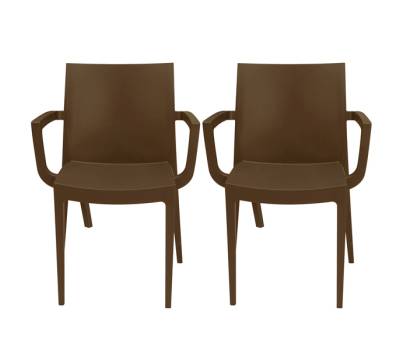 Sedia Venice con braccioli 59 x 51 x 80 cm polipropilene moka - 28224