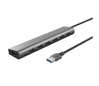 Hub Halyx - 7 porte - USB 3.2 Gen 1 - alluminio - grigio - Trust - 24967 - 8713439249675 - DMwebShop
