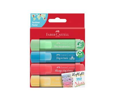 Evidenziatore Textliner 46 - colori assortiti pastel - astuccio 4 pezzi - Faber Castell - 254625 - 4005402546251 - DMwebShop