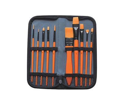 Pennello in setola - per acrilico - astuccio 10 pennelli assortiti - Dom - 12391 - 8004957123913 - DMwebShop