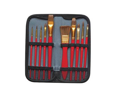Pennello in pony - per acquerello - astuccio 10 pennelli assortiti - Dom - 12393 - 8004957123937 - DMwebShop