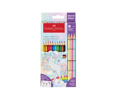 Astuccio 10 matite Colour Grip + 3 matite Sparkle - colori assortiti - Faber Castell - 201542 - 4005402015429 - DMwebShop