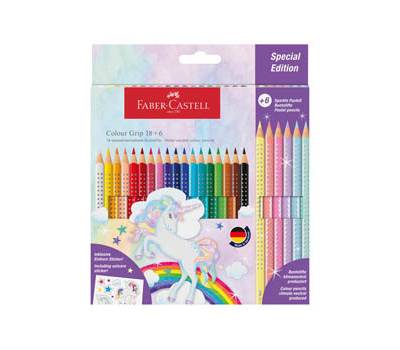 Astuccio 18 matite Colour Grip 6 matite Sparkle colori assortiti Faber Castell - 29053