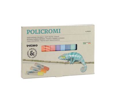 Gessetti quadrati Policromi - 13 x 13 x 80 mm - quadrati - astuccio 12 colori - Primo - 020GC12I - 8006919000201 - DMwebShop