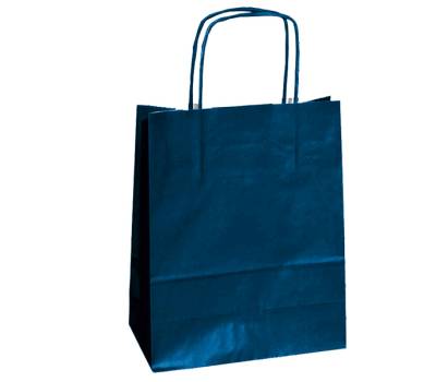 Shopper Twisted maniglie cordino 45 x 15 x 50 cm carta kraft blu - 2144