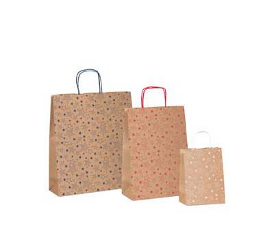 Shopper natale - 36 x 12 x 41 cm - carta kraft - fantasia stelline - colori assortiti - conf. 25 pezzi - Rex Sadoch - SDF36ASSSTE - 8006715240832 - DMwebShop