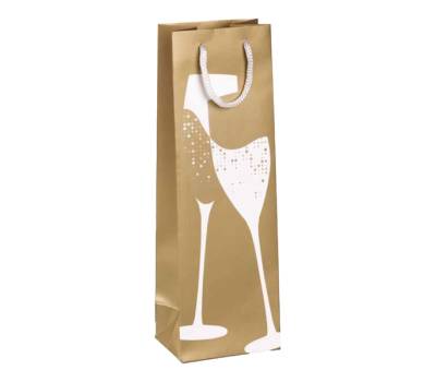 Portabottiglie natale - 37 x 12 x 9 cm - carta patinata - fantasia oro - conf. 10 pezzi - Rex Sadoch - SDN12177F - 8006715236835 - DMwebShop