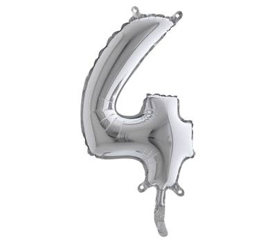 Palloncino - numero 4 - H 36 cm - mylar - argento - Big Party - 42844 - 8020834428445 - DMwebShop