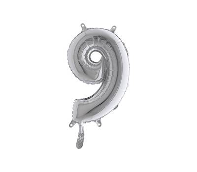 Palloncino - numero 9 - H 36 cm - mylar - argento - Big Party - 42849 - 8020834428490 - DMwebShop