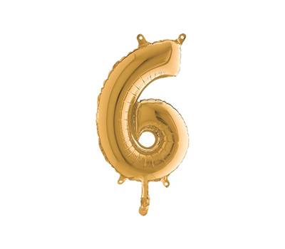 Palloncino - numero 6 - H 36 cm - mylar - oro - Big Party - 42706 - 8020834427066 - DMwebShop