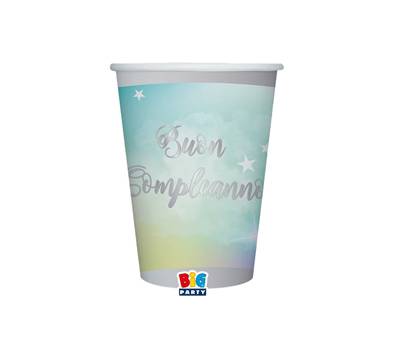 Bicchiere Soft Rainbow - Buon Compleanno - 200 ml - carta - conf. 8 pezzi - Big Party - 74293 - 8020834742930 - DMwebShop