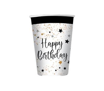 Bicchiere Happy Birthday - 200 ml - carta - conf. 8 pezzi - Big Party - 74546 - 8020834745467 - DMwebShop