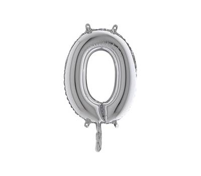 Palloncino numero 0 H 36 cm mylar argento - 29173