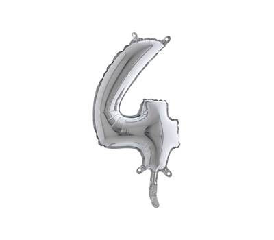 Palloncino numero 4 H 36 cm mylar argento - 29169