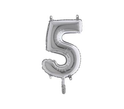 Palloncino numero 5 H 36 cm mylar argento - 29168