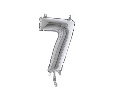 Palloncino numero 7 H 36 cm mylar argento - 29139