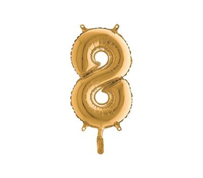 Palloncino numero 8 H 36 cm mylar oro - 29137