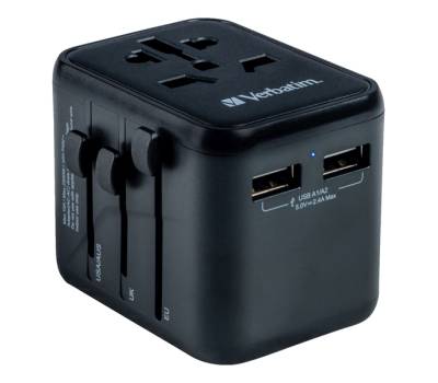 Adattatore viaggio UTA-02 con 2 x USB-A - Verbatim - 49543 - 23942495437 - DMwebShop