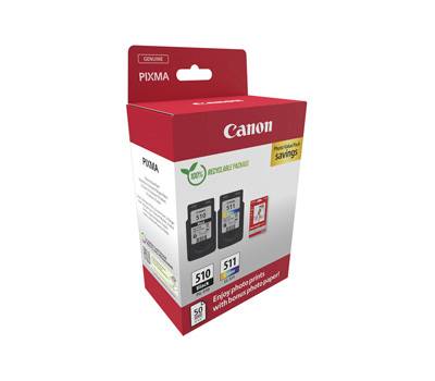 Cartuccia CANON Inkjet PG 510 CL 511 con confezione Fogli 2970B017 Originale - 3514