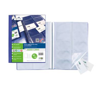 Porta biglietti da visita Asso Card - 21 x 29,7 cm - 10 buste con 10 tasche ciascuna - blu - Sei Rota - 57000207 - 8004972029955 - DMwebShop