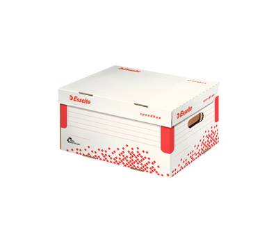 Scatola container Speedbox - Small - 25,2 x 35,5 cm - dorso 19,3 cm - bianco e rosso - conf. 15 pezzi - Esselte - 623911 - 4049793026015 - DMwebShop