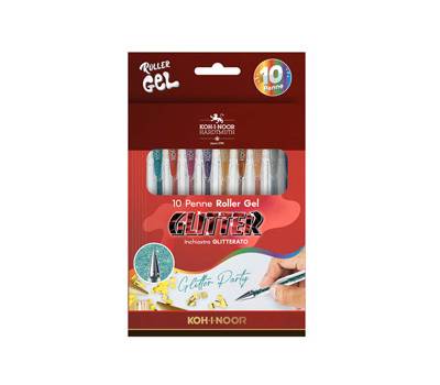 Roller gel colorati - colori glitter - Koh I Noor - astuccio 10 roller - NAGP10S - 8032173001432 - DMwebShop