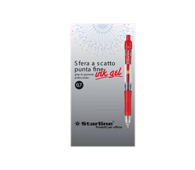 Penna a sfera a scatto con inchiostro gel punta fine 0,7 mm rosso - 1149 Penna a sfera a scatto con inchiostro gel punta fine 0,7 mm rosso - 1149