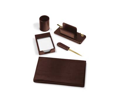 Servizio scrittoio in similpelle - 5 componenti - marrone - City Time - 119-M - 8002787011950 - DMwebShop