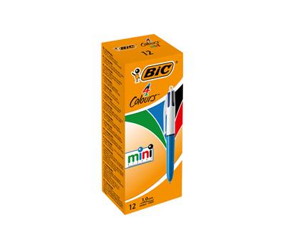 Penna a sfera a scatto multifunzione 4 Colours Mini - punta 1 mm - nero, blu, rosso, verde - conf. 12 pezzi - Bic - 895958 - 3086123277427 - DMwebShop