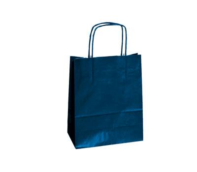 Shopper in carta maniglie cordino - 18 x 8 x 24 cm - blu - conf. 25 sacchetti - Mainetti Bags - 072116 - 8029307072116 - DMwebShop