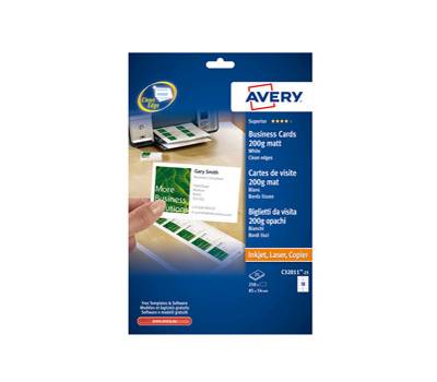 Biglietti da visita 85 x 54 mm 200 gr effetto opaco bianco conf 25 fogli da 10 biglietti Avery C32011 - 1942