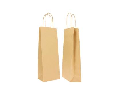 Portabottiglie BARBERA maniglie cordino 14 x 9 x 38 cm carta biokraft avana Mainetti Bags - 17179
