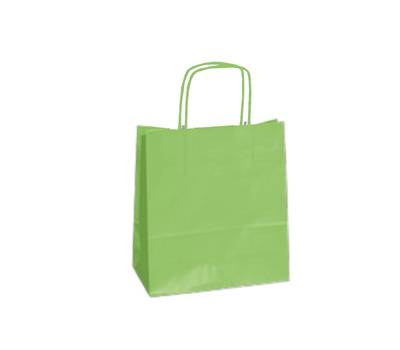Shopper Twisted maniglie cordino 18 x 8 x 24 cm carta kraft mela verde - 17188