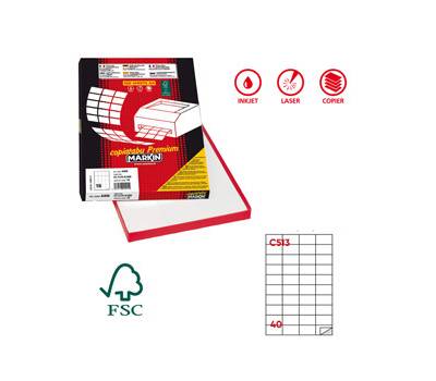 Etichetta adesiva C513 - carta - permanente - 52,5 x 29,7 mm - 40 etichette per foglio - bianco - scatola 100 fogli A4 - Markin - X210C513 - 8007047022615 - DMwebShop