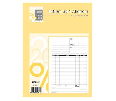 Blocco fatture 1 aliquota Iva - 33-33-33 fogli autoricalcanti - 29,7 x 21 cm - Edipro - E5284A - 8023328528416 - DMwebShop