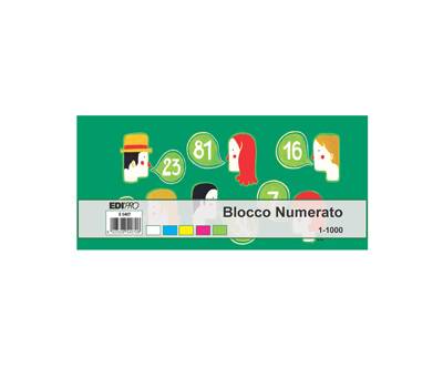 Blocchi numerati - 1-1000 - 5 colori assortiti - 6 x 13 cm - conf. 5 pezzi - Edipro - E5407NEW - 8023328540708 - DMwebShop