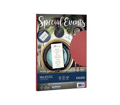 Carta metallizzata Special Events - A4 - 120 gr - rosso - conf. 20 fogli - Favini - A69C154 - 8007057617313 - DMwebShop