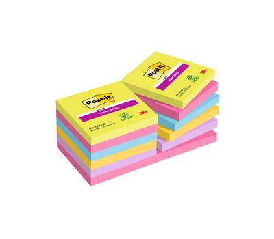 Blocco foglietti Super Sticky - 654-12SSUCC - 76 x 76 mm - colori Ultra - 90 fogli - conf. 12 pezzi - Post-it - 7100290156 - 4064035065683 - DMwebShop