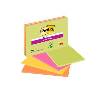 Blocco foglietti Super Sticky Meeting Notes - 6845-SSP - giallo e rosa neon - 203 x 152 mm - 45 fogli - conf. 4 pezzi - Post-it - 7100234637 - 51131849693 - DMwebShop