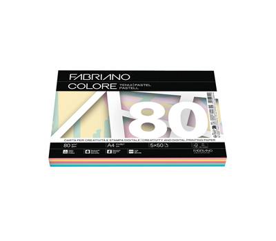 FabrianoColore - A4 - 80 gr - mix 5 colori tenui - conf. 250 fogli - Fabriano - 19100811 - 8001348234456 - DMwebShop