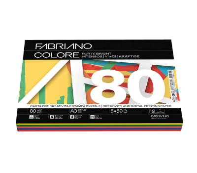 FabrianoColore - A3 - 80 gr - mix 5 colori forti - conf. 250 fogli - Fabriano - 19100810 - 8001348234449 - DMwebShop